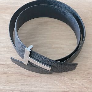 TOM FORD T logo-buckle reversible leather belt